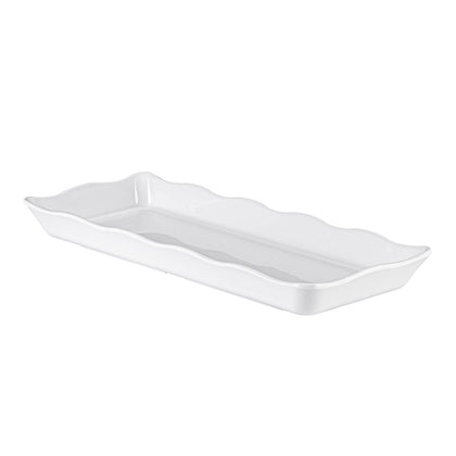 Rectangular Platter with Scallop Edge White 17-1/2