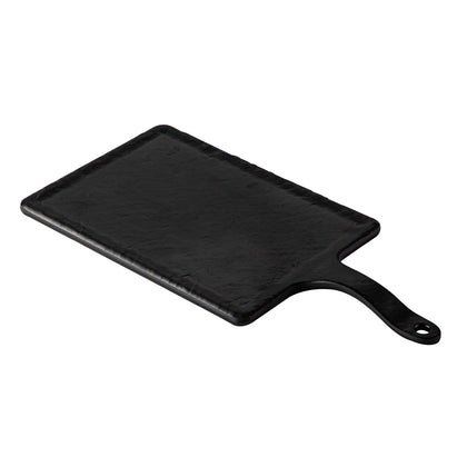 Rectangular faux slate serving tray with handle, 13