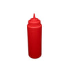 Red 32-oz wide-mouth squeeze bottle with BPA-free plastic, leak-resistant flip-top cap, and precise squeeze control—great for ketchup, sauces, or crafts. Durable, refillable, dishwasher-safe
