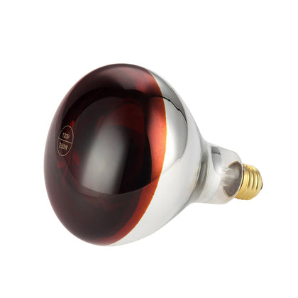 Durable red bulb for heat lamps, ideal for maintaining food temperature at buffets and catering. Provides consistent heat with shatter-resistant design. Case Packed: 24, Quantity Break: 24 each.