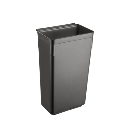 Durable black refuse bin with wide opening and smooth interior, ideal for waste collection in commercial kitchens, janitorial setups, and food service environments.