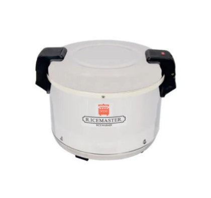 18-quart Rice Master rice warmer in stainless steel, designed to keep rice at the perfect temperature for serving.
