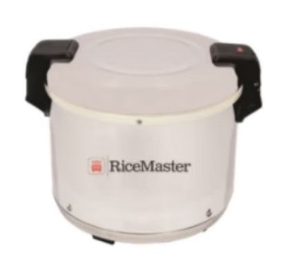 23-quart Rice Master rice warmer in stainless steel, 120V with a coated pot, designed to keep rice warm in commercial or home kitchens.



