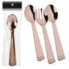 Polished Utensils Set with 2 spoons and 1 fork in gold, silver, or rose gold. Durable, reusable, and perfect for serving salads, sides, and desserts at weddings, parties, and casual events.