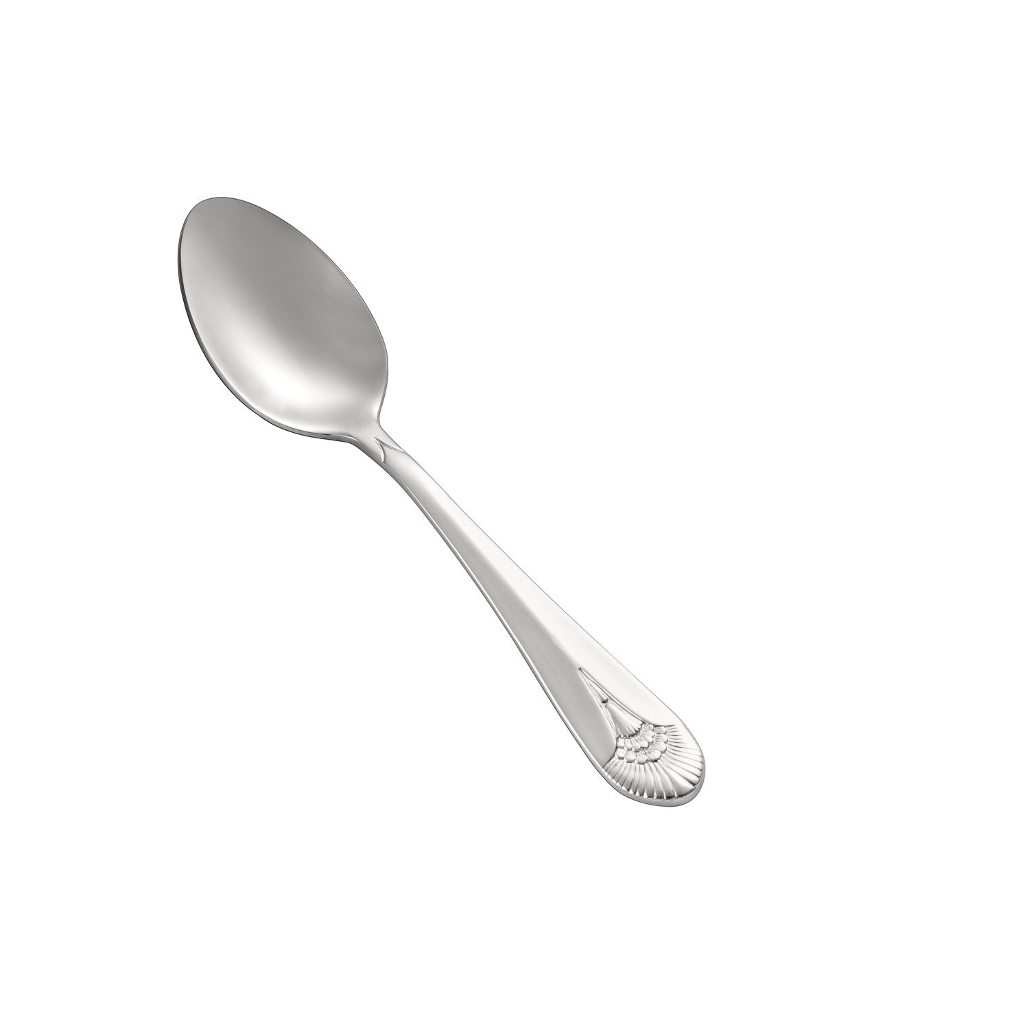Royal 18/8 Extra Heavyweight stainless steel teaspoon with polished finish, 6 1/8 inch length, case of 25 dozen, ideal for restaurants, catering, hotels, and banquet service settings.