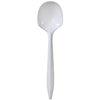 White medium cutlery set with fork, knife, soup spoon, and teaspoon, ideal for dining, parties, and catering, featuring durable, lightweight, and food-safe materials with a modern white design