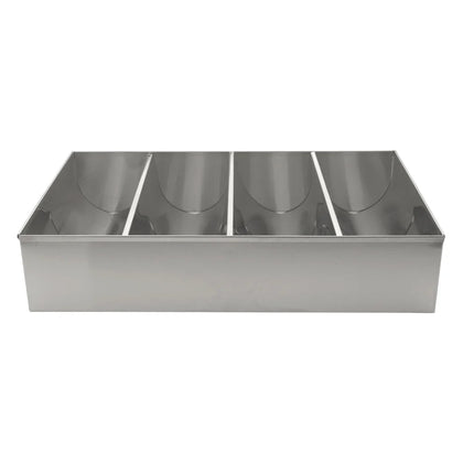 SCB-4, 20oz Stainless Steel 4 Compartment Cutlery Bin