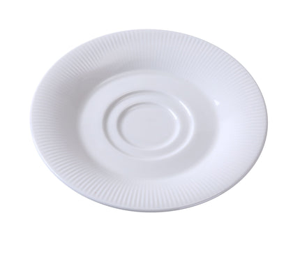 Yanco Saucer SI-002 is the perfect companion to Siena porcelain cups, completing your elegant table setting. Made from high-quality porcelain with a smooth white glaze, this 6-inch round saucer is both stylish and durable. Ideal for fine-dining restaurants, cafes, and catered events, it enhances the presentation of hot beverages. Designed for convenience, it is dishwasher, oven, and microwave safe, making it a practical choice for any establishment.