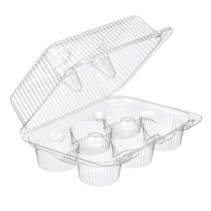 6-compartment clear hinged food storage clamshell container 9.56 x 6.93