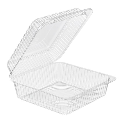 34oz clear hinged food storage clamshell container 6.32 x 4.88,