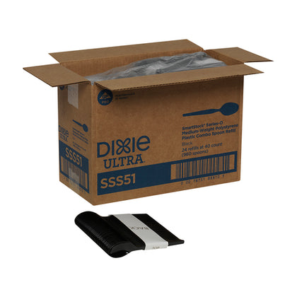 Dixie SmartStock Series-O Medium-Weight Polypropylene Black Multipurpose Teaspoon