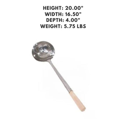 A small handmade stainless steel ladle with a smooth, polished finish and a comfortable handle.
