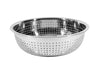 A 13-inch stainless steel colander with small holes, ideal for draining pasta, vegetables, and fruits with durability and ease.




