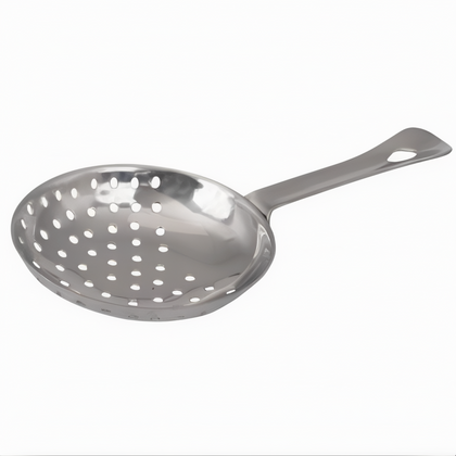 Julep Strainer, Stanton Trading, two-piece construction with a handle-welded bowl made of durable stainless steel for reliable performance. Ideal for straining cocktails in bars, lounges, and mixology settings.