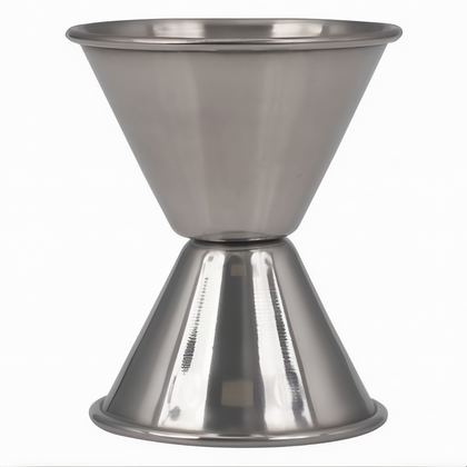 1 oz. x 1-1/2 oz. Jigger, Stanton Trading, made of durable stainless steel with dual measurement sides for accurate pouring. Ideal for precise cocktail mixing in bars, restaurants, and home bartending.