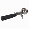 #30 Ice Cream Disher, Stanton Trading, features a stainless steel bowl, black handle, and NSF certification for food safety. Ideal for scooping uniform portions of ice cream, mashed potatoes, or soft foods in commercial and home kitchens.