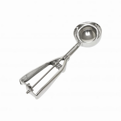 #10 (3-3/4 oz.) Disher with Round Bowl, Stanton Trading, made with stainless steel and features an ambidextrous squeeze handle for easy use. Ideal for portioning foods like mashed potatoes, cookie dough, or ice cream in professional kitchens and foodservice settings.