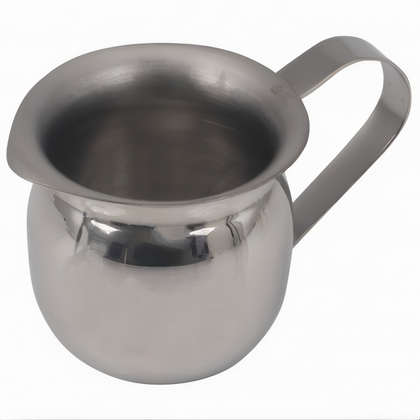 3 oz. Creamer, Stanton Trading, bell-shaped design crafted from stainless steel; durable, easy to clean, and resistant to corrosion. Ideal for serving cream, milk, or syrup in cafes, diners, and restaurants.