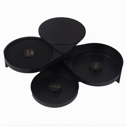 Glass Rimmer with 3 Swing Trays, Stanton Trading, made of durable black plastic, accommodates glasses up to 6-3/4