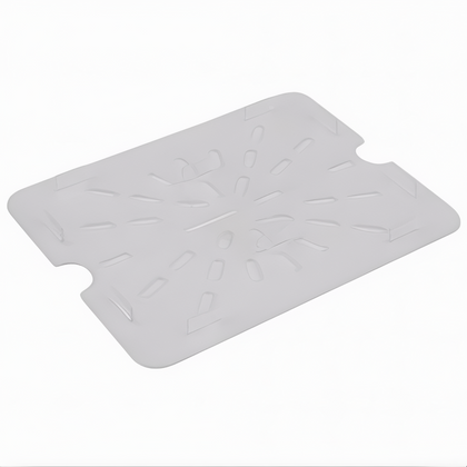1/2 Size Food Pan Drain Shelf, Stanton Trading, clear polycarbonate, durable and stain-resistant, promotes proper drainage and food separation; ideal for extending freshness in food pans during storage and service.