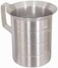 1 Quart Graduated Measuring Cup, Stanton Trading, made of durable aluminum, features clear liter and quart markings for precise measurement. Ideal for commercial kitchens and food prep stations.