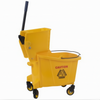 35 Quart Mop Bucket Wringer Combination, Stanton Trading, yellow, sidepress wringer, international caution symbol, 3