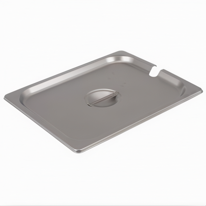 Half Size Steam Table Pan Cover, Stanton Trading, slotted stainless steel, durable construction, ventilated design; ideal for keeping food warm and fresh in catering and buffet service.