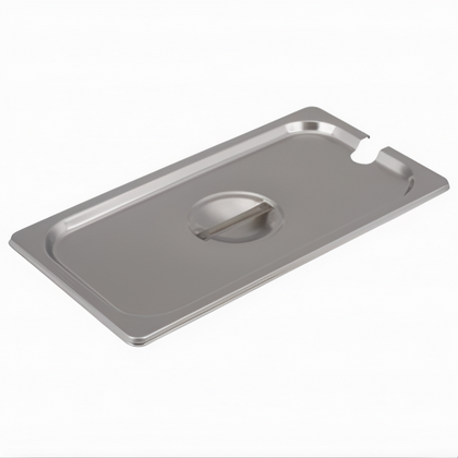 Third Size Steam Table Pan Cover, Stanton Trading, slotted stainless steel, durable construction, ventilated design; ideal for keeping food warm and fresh in catering and buffet service.