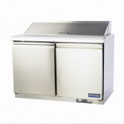 Two-Section Sandwich/Salad Mega Top Refrigerator, Stanton Trading, includes (18) 1/6 pans (4