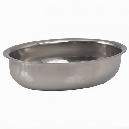 1-1/2 oz. Sauce Cup, Stanton Trading, oval-shaped, made from high-polished stainless steel for durability and easy cleaning. Ideal for serving sauces, dips, and condiments in restaurants and cafes.