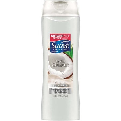 Suave Essentials Creamy Tropical Coconut Body Wash delivers a rich, indulgent shower experience with the irresistible scents of coconut, pineapple, and vanilla. Infused with real coconut extract and Vitamin E, this creamy formula creates a luscious lather that rinses clean, leaving your skin feeling soft, refreshed, and gently hydrated. Let the tropical fragrance transport you to a warm, sun-soaked island with every wash.