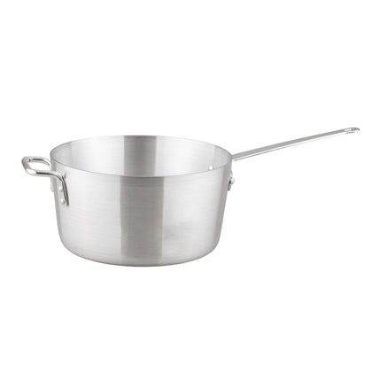 Saucepan AL Tapered Standard 3mm 10QT with thick aluminum walls, tapered body, and riveted handle; ideal for commercial sauces, stocks, and high-volume cooking applications.