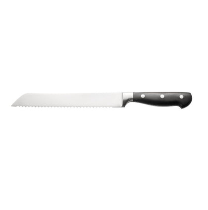 Schnell bread knife with 8-inch serrated blade, ergonomic handle, durable, rust-resistant, and easy to clean. Perfect for slicing crusty or soft bread. (Packed By: 36 Each Per Case).