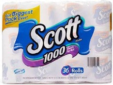 Scott 1000 sheets per roll toilet paper, 36-roll pack bath tissue