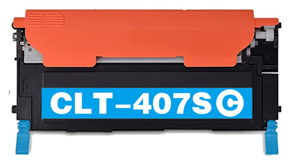 CLT-407S cyan compatible toner cartridge for Samsung printers, 1000 pages.