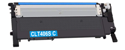 CLT-406S cyan compatible toner cartridge for Samsung printers, 1000 pages.