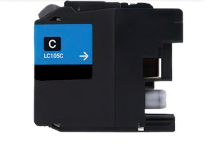 LC105 cyan high yield ink cartridge compatible with Brother printers, 1200-page yield