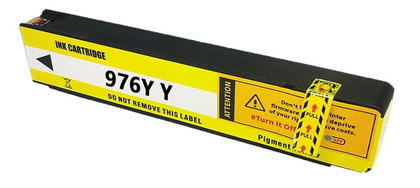 976Y Yellow Compatible Ink Cartridge for HP PageWide Pro printers 452dn, 477, 552, and 577, ultra high-yield 13,000 pages with vibrant, professional yellow prints.