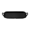 Matte black rectangular serving platter with dual handles, 10-3/8
