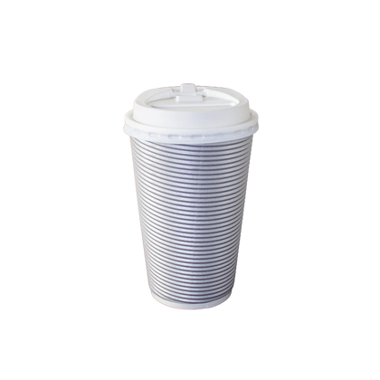 16oz Ripple Hot Cup with Lid, stylish insulated disposable cups available in silver, maroon, tan, and black. Perfect for coffee, tea, or hot drinks at cafes, offices, events, and on the go.