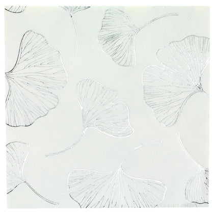 Gingko Lunch Napkin available in Gold, Silver, and Rosegold. Premium disposable napkins for weddings, parties, and upscale events. Stylish and absorbent for a perfect table setting.