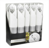 Pre-Rolled Napkin & Cutlery Set in black, silver, and gold. Elegant design includes napkin and durable cutlery. Perfect for weddings, events, or casual use. Hygienic, stylish, and convenient.