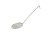 Durable stainless steel skimmer with 6-inch diameter perforated head and long handle for safe, efficient straining of pasta, fried foods, and more in commercial kitchens and high-volume cooking