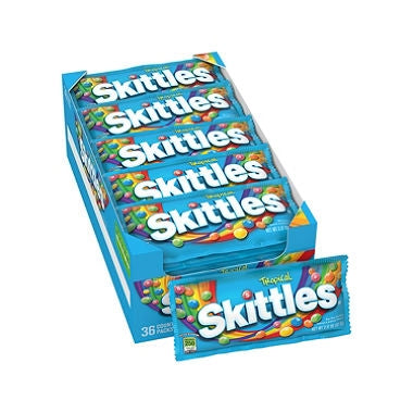 Skittles Tropical takes you on a flavorful getaway with every bite, featuring a lively mix of pineapple, banana, kiwi, mango, and strawberry. These chewy, fruit-flavored candies come in a 36-count box of 2.17 oz packs, perfect for brightening up parties, game nights, or any moment that calls for a tropical twist. Enjoy the vibrant colors and bold flavors that make “Tasting the Rainbow” even more fun.