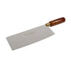 A stainless steel slicer with a wooden handle, designed for effortless slicing of meats and vegetables.
