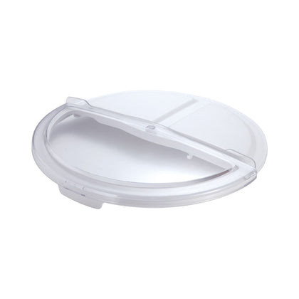 Sliding lid for 32-gallon polypropylene ingredient storage container, durable food-grade plastic, smooth sliding action, tight seal, protects bulk food from contaminants, ideal for commercial kitchens