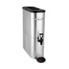 Slim 5-gallon iced tea dispenser with stainless steel valve, ideal for restaurants and catering. Durable build with secure lid, rust-resistant finish, and clear fill lines for easy use.