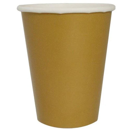 Solids 9oz Gold Cup – Durable, disposable drinkware with a chic gold finish, perfect for weddings, parties, and special occasions. Stylish and functional 9oz beverage cups for effortless serving.