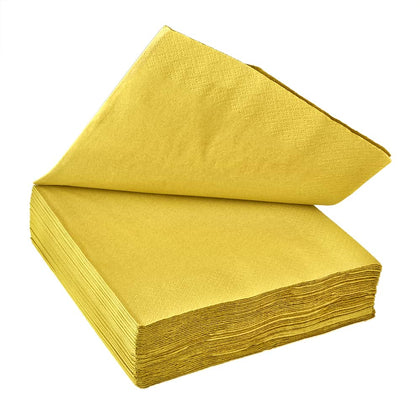 Solids Gold Lunch and Beverage Napkin 3-Ply – Premium soft, absorbent, and durable napkins in an elegant gold color, perfect for weddings, parties, or daily use. Stylish and practical for any occasion.