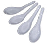 Set of 12 white melamine soup spoons, lightweight, durable, and ideal for everyday use and formal dining.